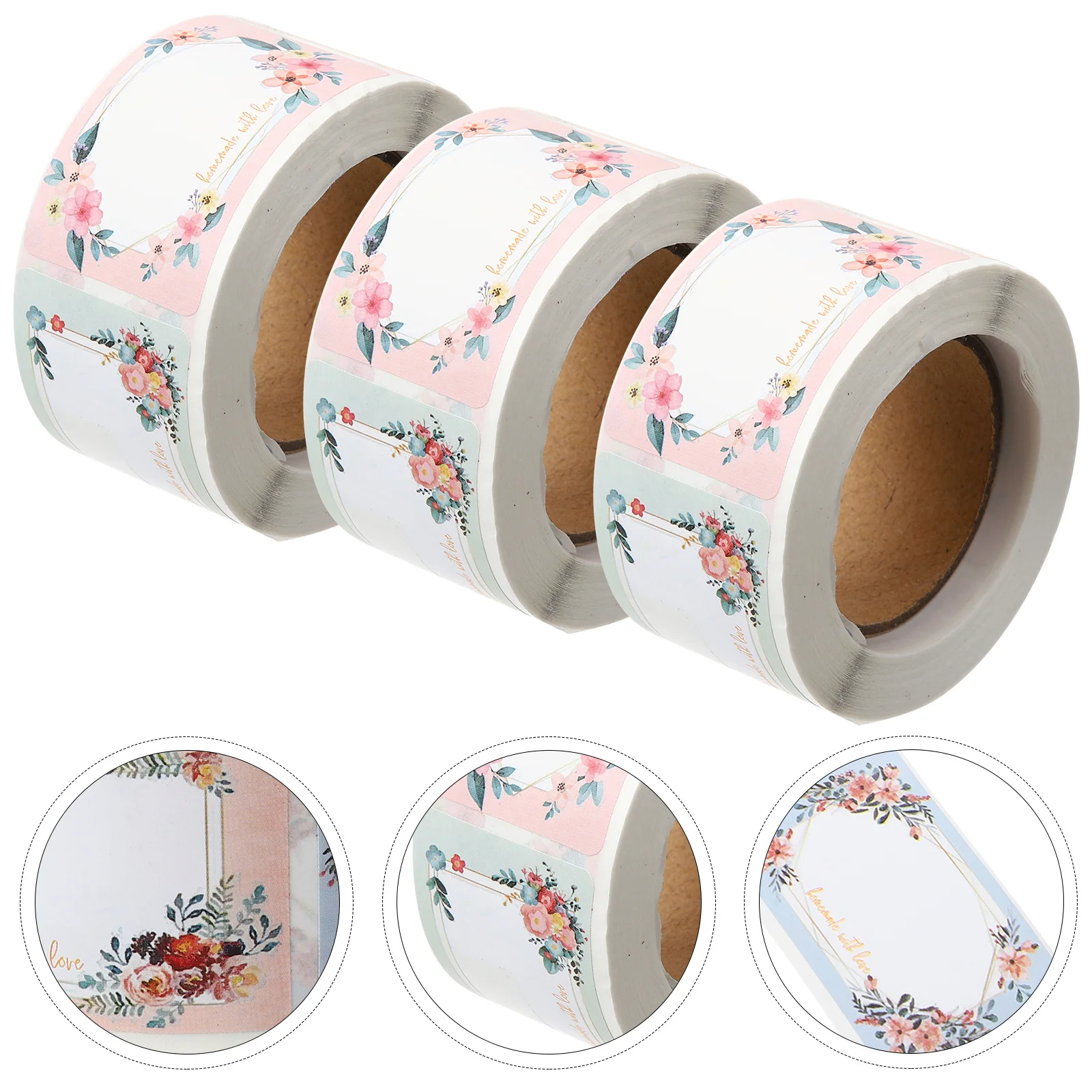 

3 Rolls Blank Labels Stickers Floral Name Tags for Jars Bottles Canning Storage Kitchen Organization Home Restaurant Use