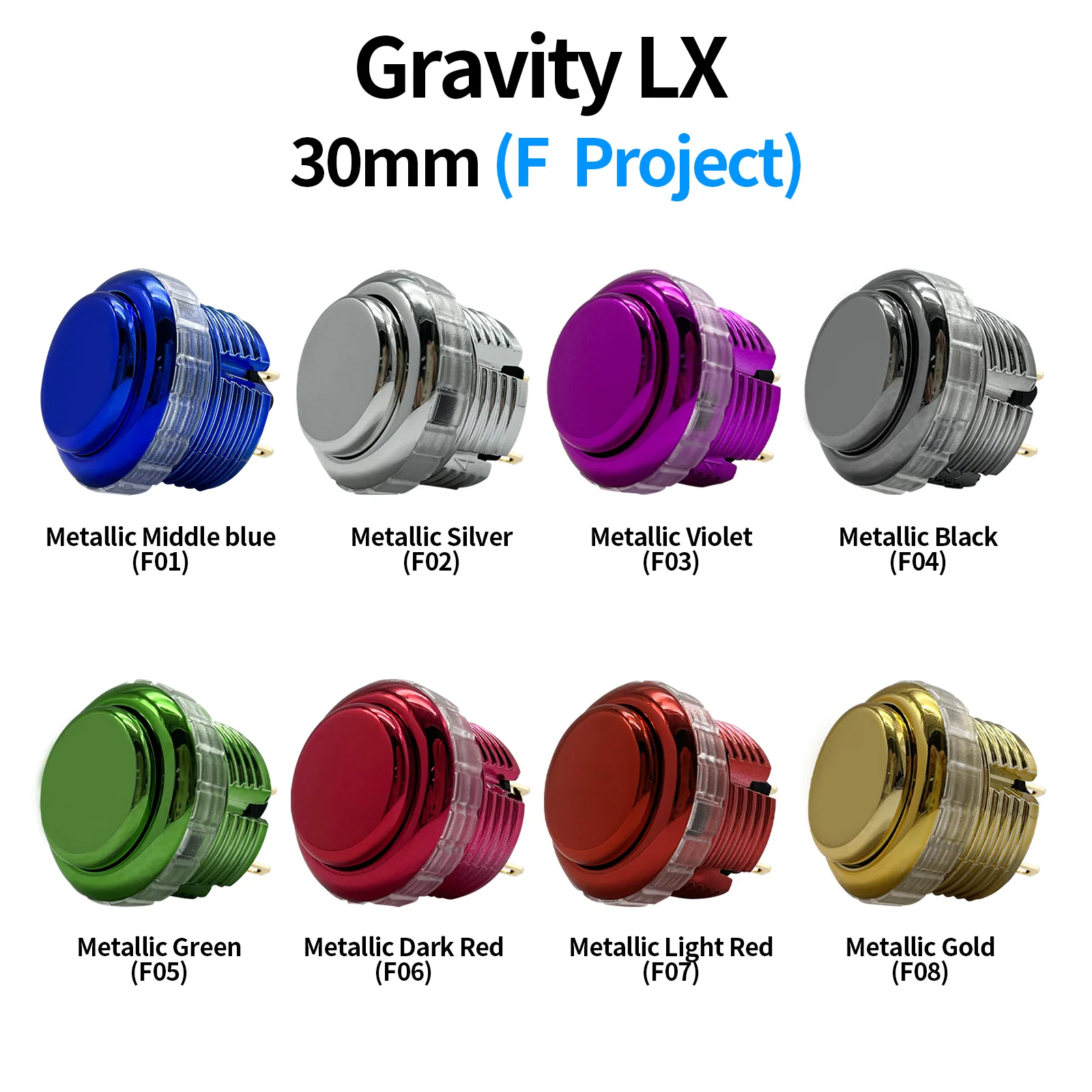 

QANBA Gravity LX Arcade buttons metallic color 30mm Mechanical Pushbutton switch Arcade stick accessory DIY parts (8Pcs)