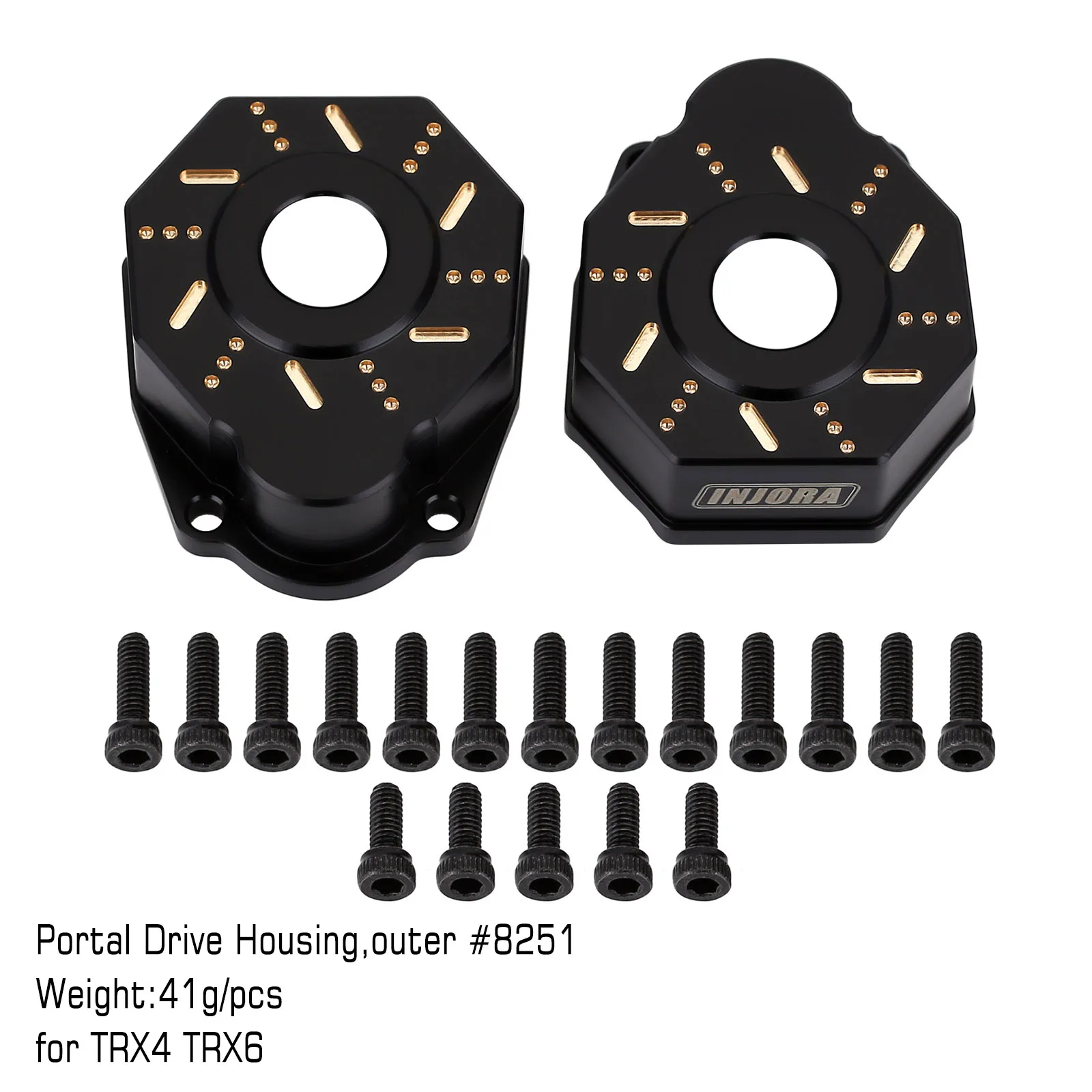 INJORA Schwere schwarze Beschichtung Messing Gegengewicht Portalantriebsgehäuse für 1/10 RC Crawler Car TRX4 TRX6 Upgrade-Teile