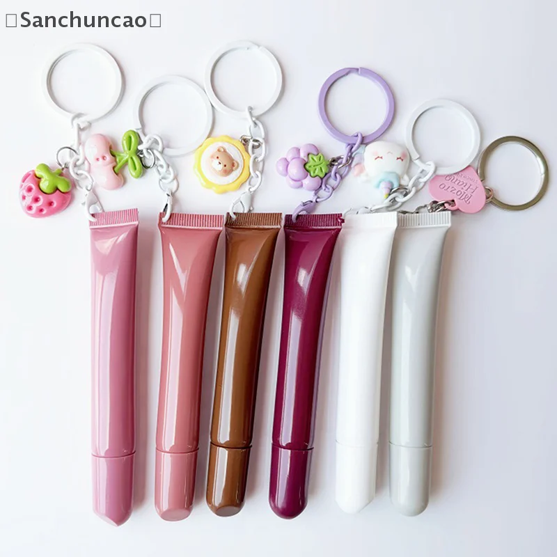 ieniaSan Parque10/15 ml lege lippenstiftbuis met sleutelhanger Knijp sub-bottelen Hervulbare vloeistofcontainerfles Lipgloss monsterfles