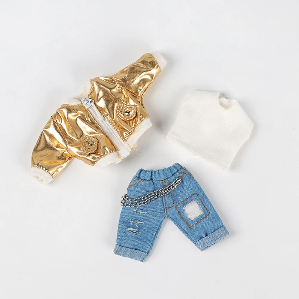 

New Fashion PU Jacket Pants Casual Handmade Baseball Jacket Cool Doll Clothes Accessories For 1/11 Ob11 Dolls/for 1/12 BJD Dolls