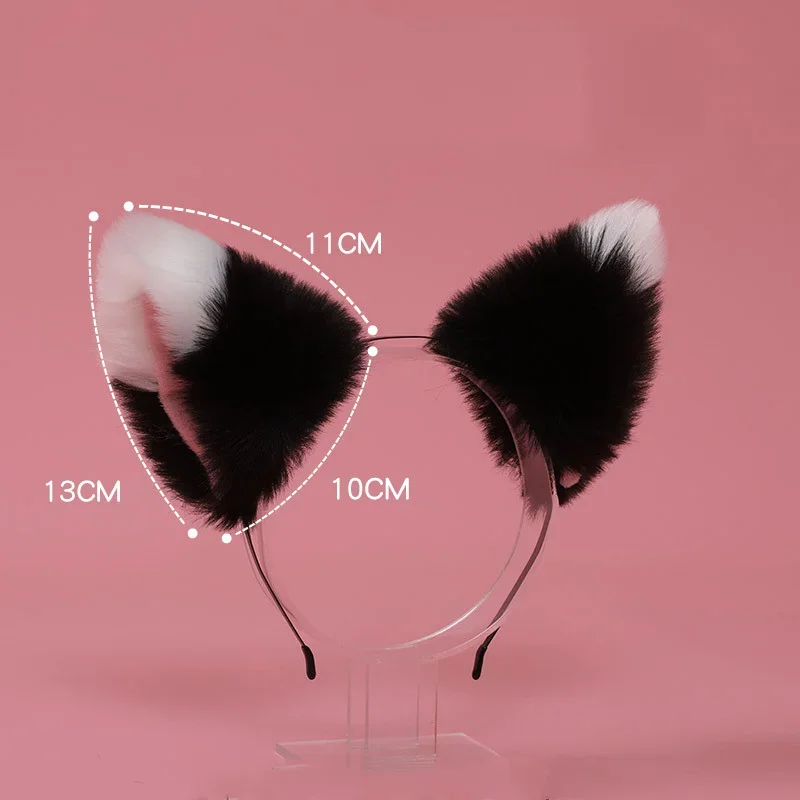 Gorros con orejas de gato, accesorios de Lolita, accesorios de Cosplay de animales, diadema con orejas de felpa de piel sintética para mascotas, accesorio de disfraz de Cosplay JK CK