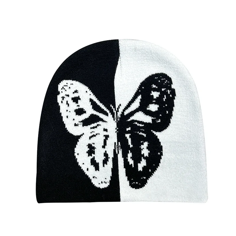 New Fashion Knitted Beanies Hat two-tone Butterfly Winter Warm Ski Hats Skullies Caps Soft Elastic Cap Sport Bonnet Men Women Ha