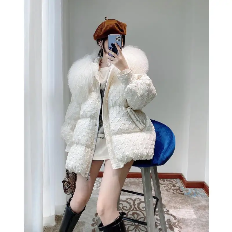 Women 2024 Winter Parka  Casual Full Sleeves High Neck Coats Female Thick Pocket Warm Fur Jacket Korea  Tops QY57