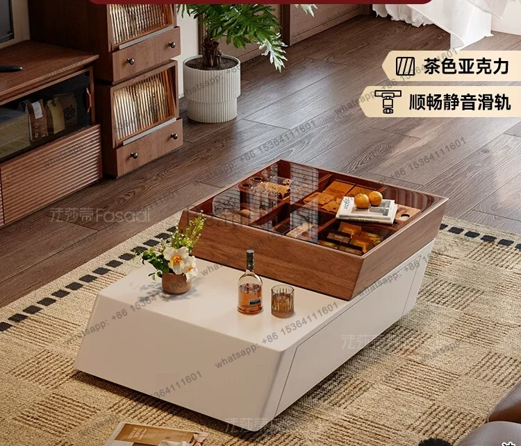 PG modern simple and simple acrylic coffee table storage function glass panel living room storage tea table