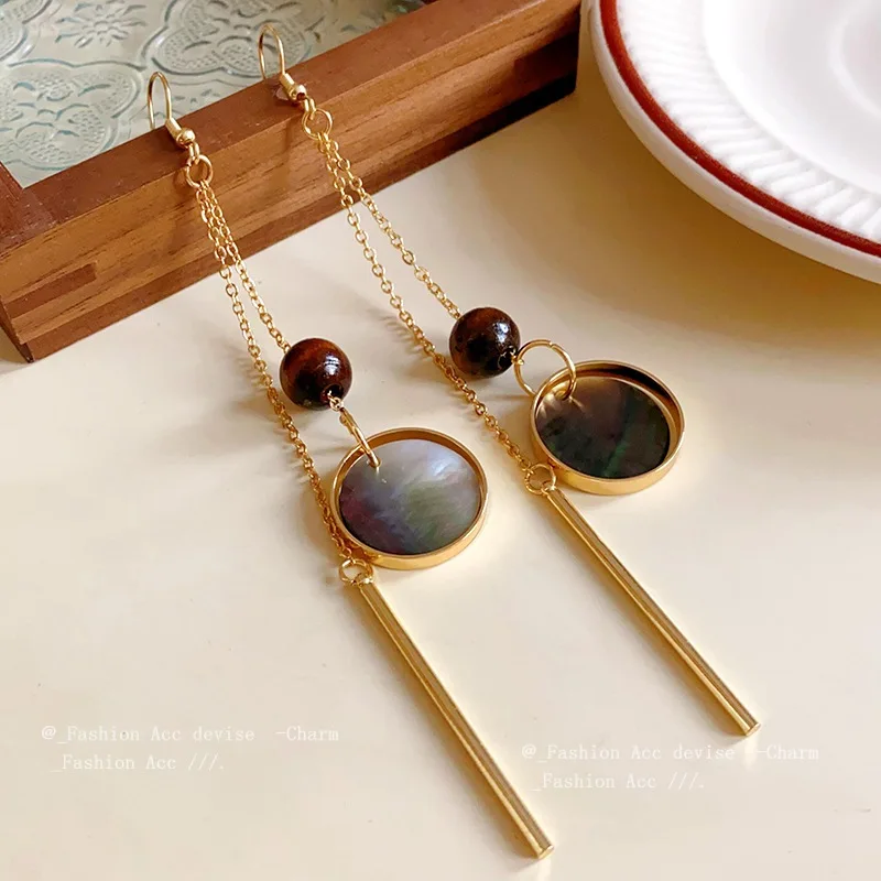Korean Simple Round Long Ear Hook Small Fresh Senior Sense Tassel Earrings Artistic Temperament New Ear Wholesale