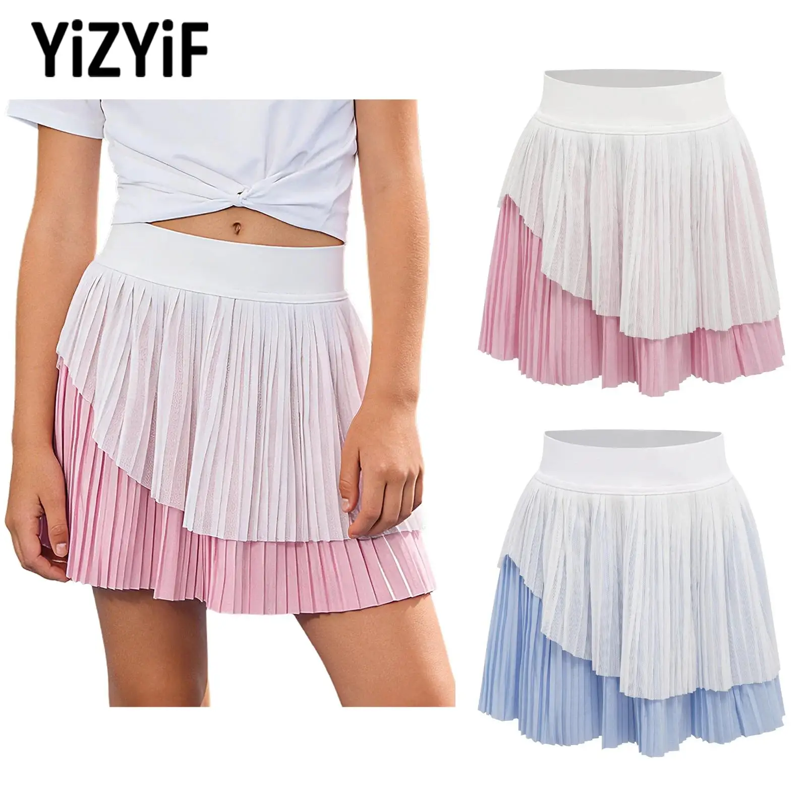 

Детская эластичная теннисная юбка для тренировок, волейбольные юбки для гольфа для девочек, спортивная одежда для спортзала, плиссированная юбка со встроенными карманами, шорты