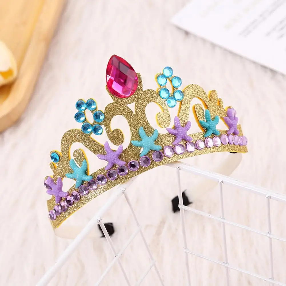 Girls Headband Crown Crown Design Headband Ocean Starfish Mermaid Princess Headband Rhinestone Crown Party Hairband for Little