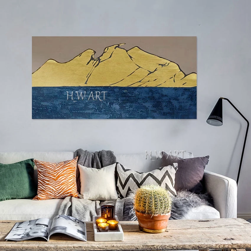 

Легко абстрактные картины маслом для офисного декора, безрамные, акриловая картина, большая стена горного пейзажа, последнее поступление