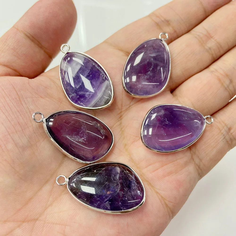 Natural Gems Stone Pendant 20x30mm Irregular Amethysts Quartz Lapis Lazuli Pendants DIY Choker Necklace Jewelry Accessories Gift