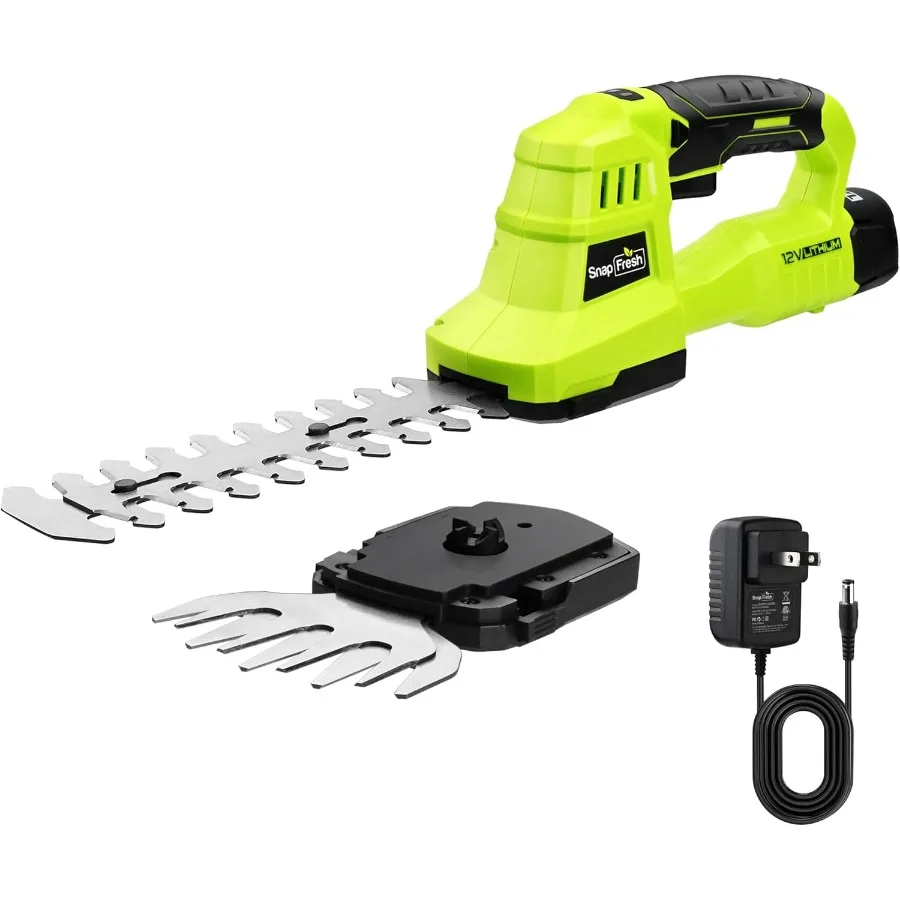 12V Cordless Grass Shears Hedge Trimmer 2 in 1 Handheld Bush Trimmer Grass Cutter with 2.0Ah Battery Charger Included Lightweig