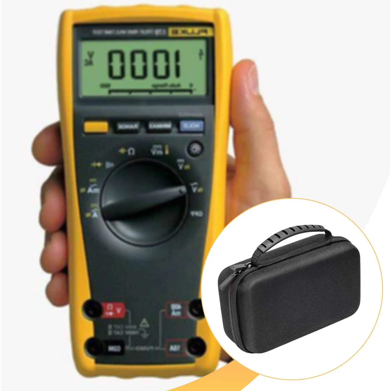 Multimeter Storage Case with Mesh Pocket Durable EVA Shockproof Dustproof Organizer for Test Leads Probes and Tools