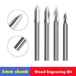 3mm Shank Wood Engraving Bit 3-8mm Carbide Grinding Burr for Woodworking Drilling Carving Engraving Bit Woodworking Tool