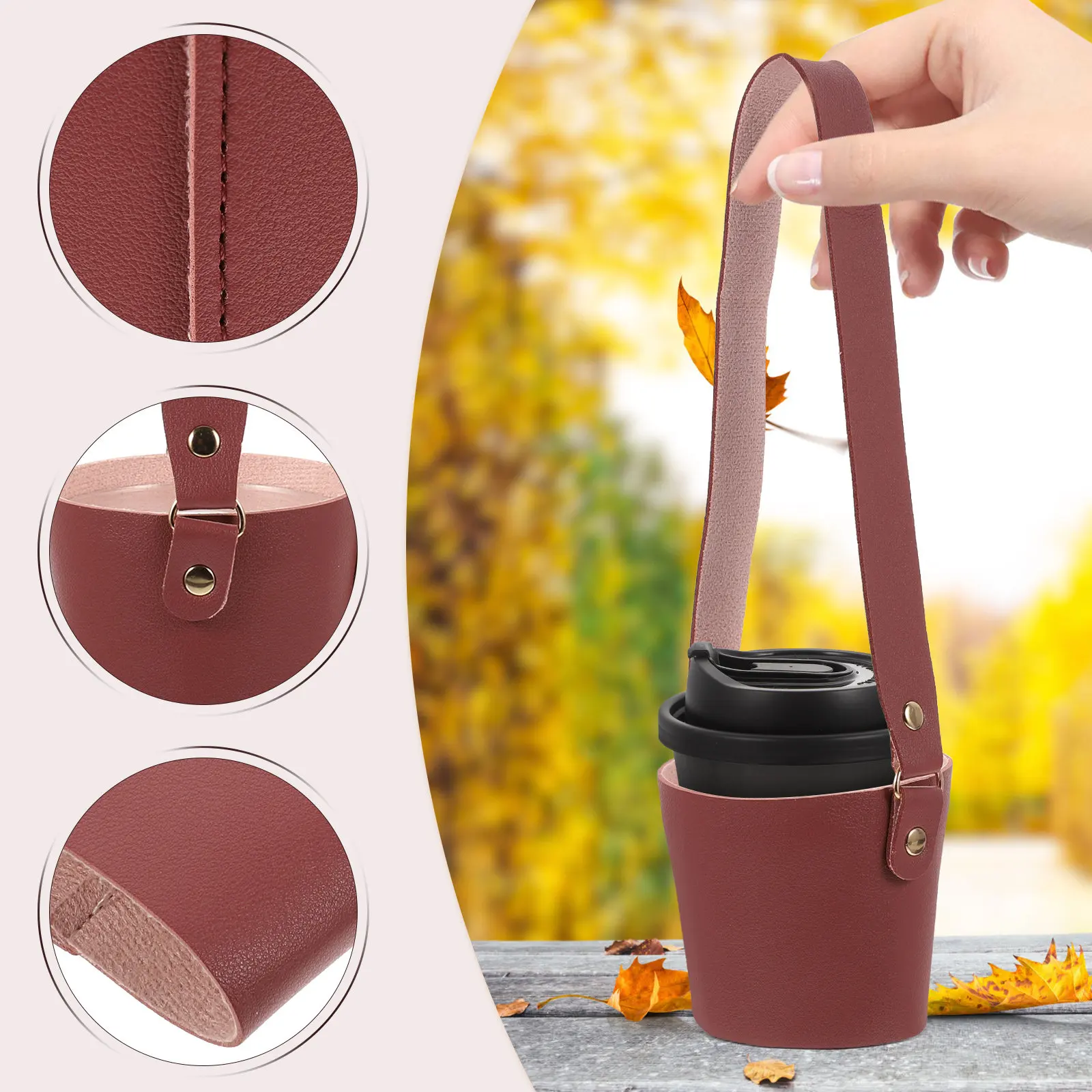 

Delicate Drink Carrier for Hot and Cold Cups Waterproof Heat Resistant Cup Sleeve with Handle Reusable Coffee Cup Holder