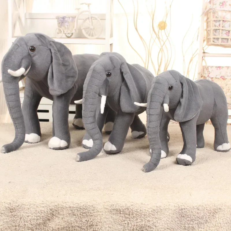 80cm Lovely Pretty Standing elephant gry lively Simulated Stuffed Animals model can ride Kid mount Plush doll Children toys gift