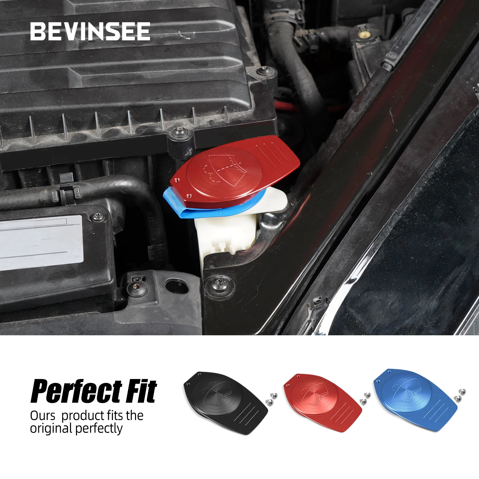 BEVINSEE Windshield Washer Reservoir Tank Cap for Audi A1 A3 TT S3 Q3, for Volkswagen for Golf MK7 MK7.5 GTI R, for SEAT Leon 5F