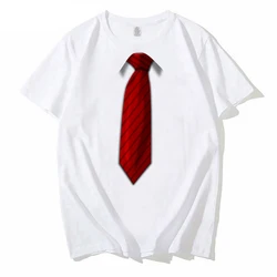 Summer Fashion Men's oversized Tshirt fake tie print T Shirt Hipster Unisex Hip hop Funny street style Casual Tshirts