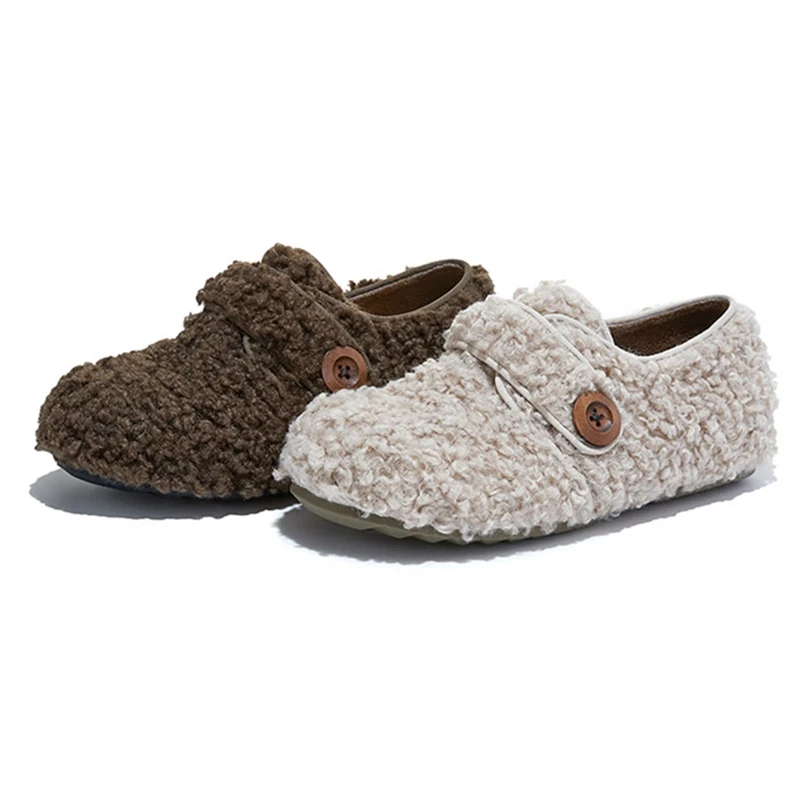 

AIYUQI 2025 New Women's Flat Shoes Fleece-lined Warm Fur Women Shoes Plus Size Ballet Style Lizhen Shoes female