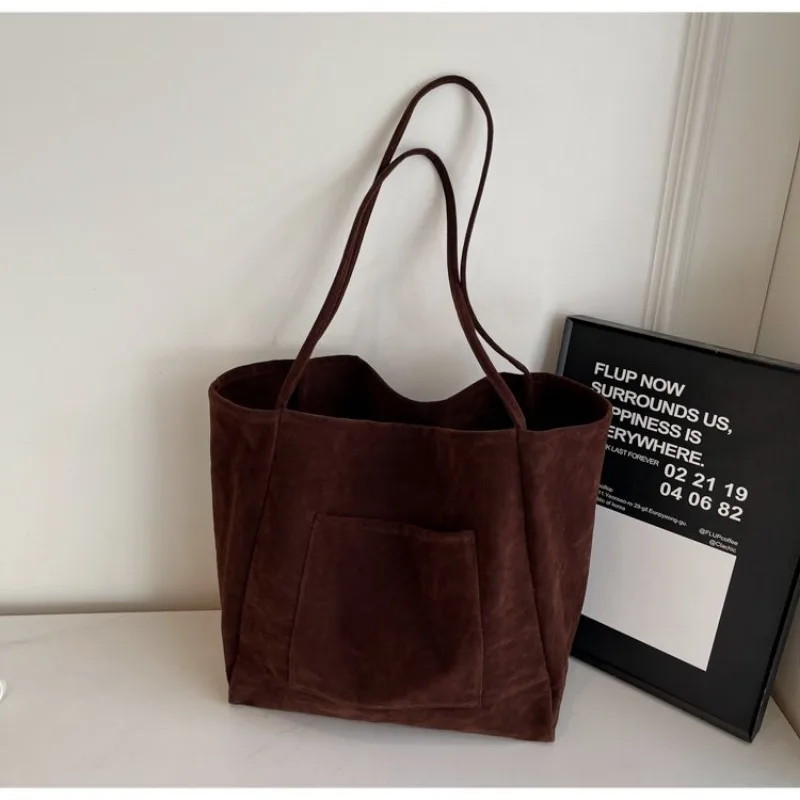 Fashionable Retro Large Capacity Women's Tote Bag 2025 Autumn and Winter New Simple Versatile Brushed Commuting Shoulder Bag