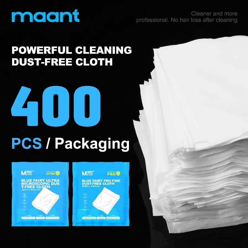 MaAnt MK-400P MK-400U Nano Level Dust-Free Cloth 400PCS No Hair Shedding Reusable for Phone PCB Lens Cleaning Tools