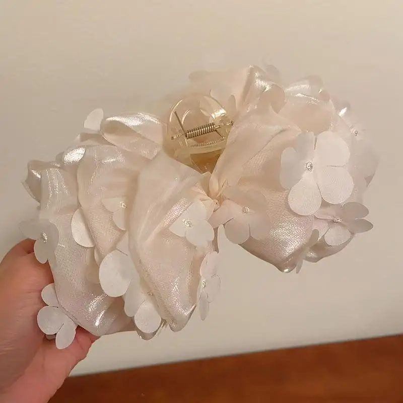 Pince à cheveux requin avec nœud en maille noire, grande taille, pince à cheveux de tempérament, nouveau Style pour femmes, accessoires pour cheveux