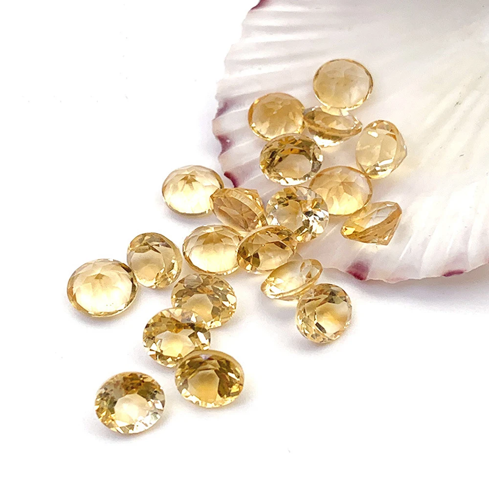 50pcs/lot Natural Citrine Yellow Round Shape Facet Cut 2.25mm-4.0mm Factory Wholesale Chinese Loose Gemstone For Jewelry Making