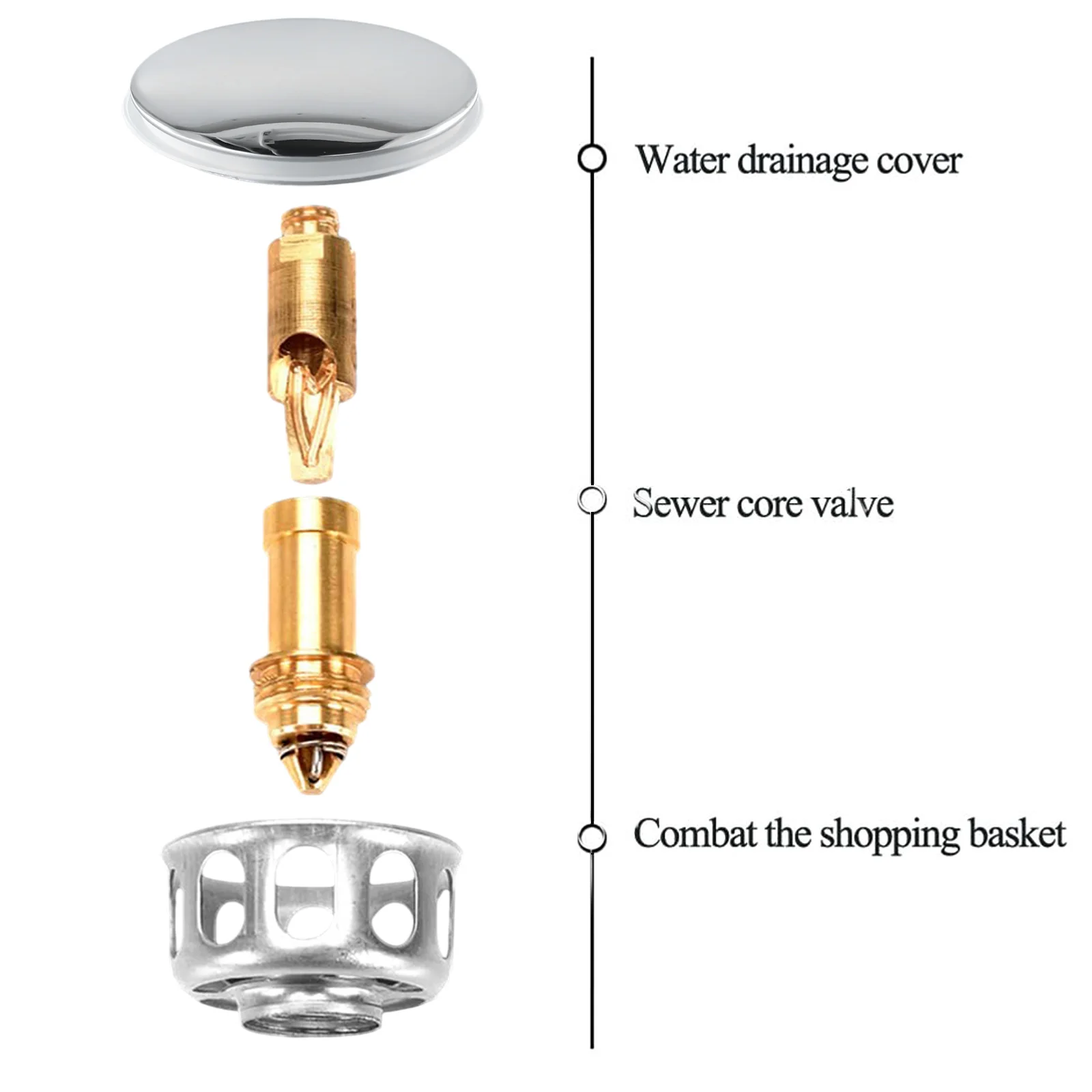 1pc 38mm Replacement Sink/Basin Waste Plug Cap Easy Pop-Up Click Clack Chrome Sink Strainer Kitchen Bathtub Stopper