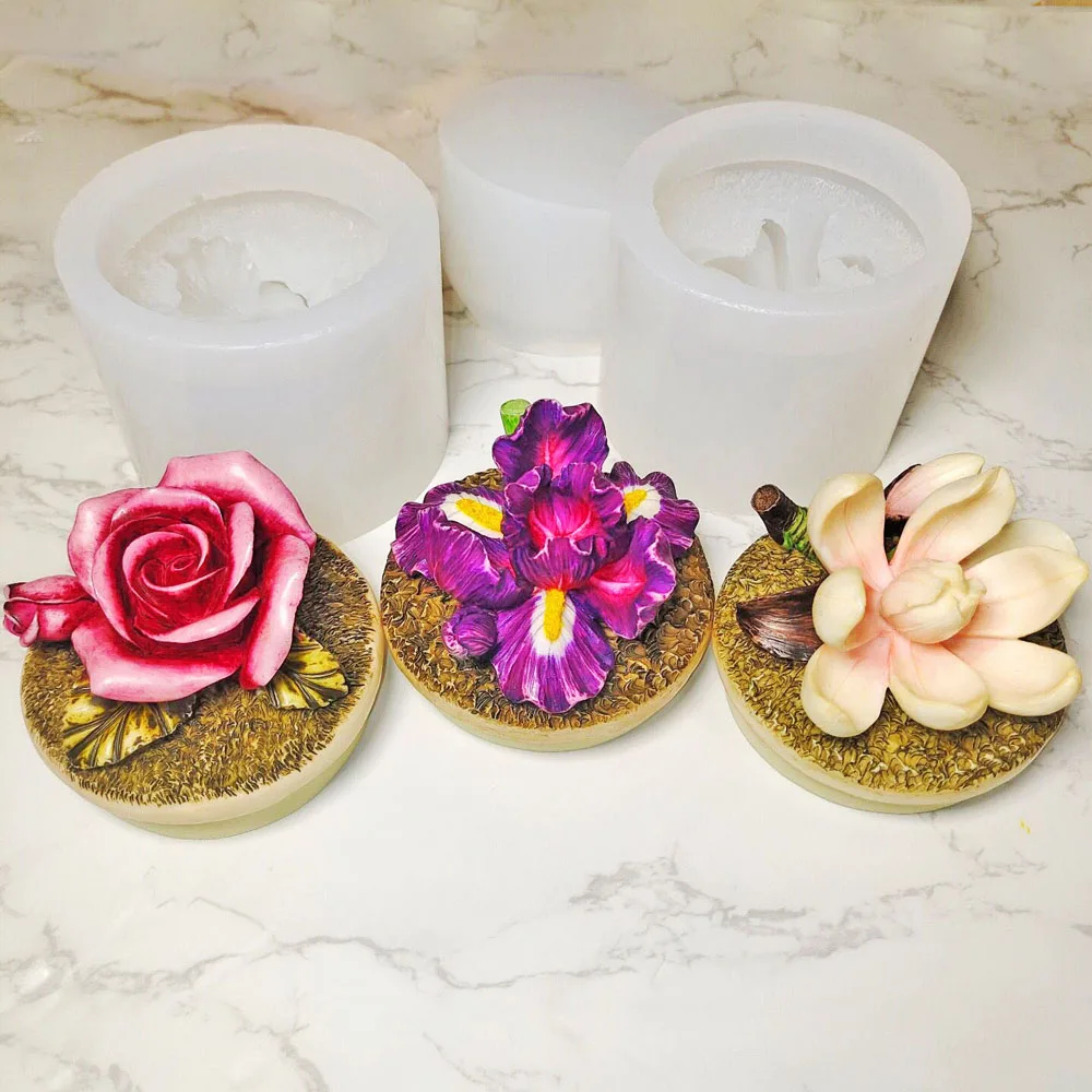 3D Flowers Silicone Fondant Cake Mold Chocolate Candy Baking Mould Soap Candle Aroma Plaster Tools