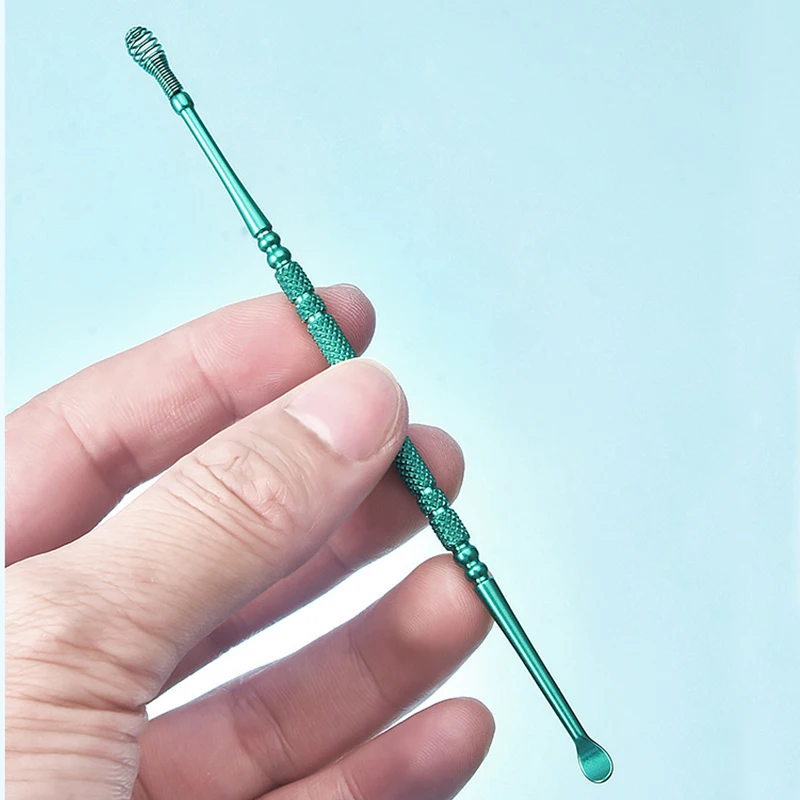 مجموعة أدوات إزالة شمع الأذن الربيعية الملونة ذات الرأس المزدوج، مغرفة تنظيف الأذن الآمنة للعناية الشخصية للبالغين #5