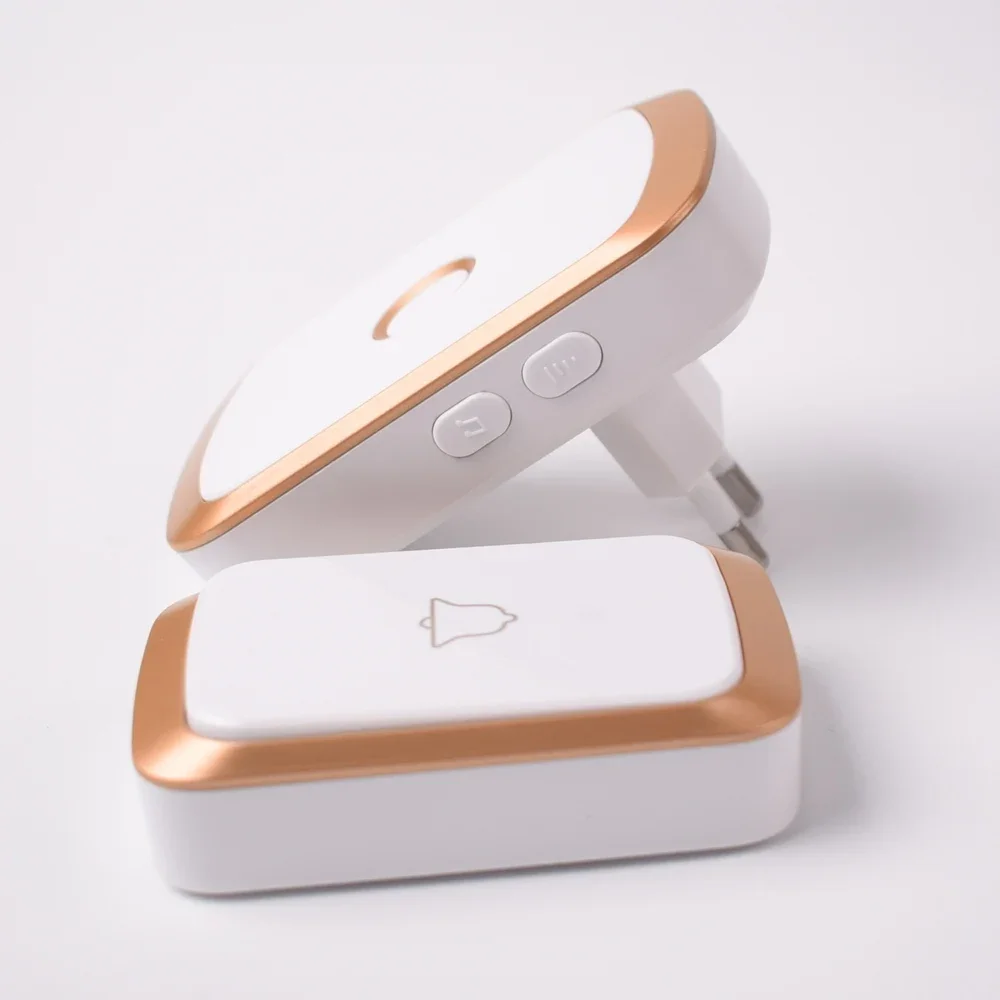 Wireless Doorbell,Plug-in Receiver,Waterproof Transmitter button ,Wireless Call bell EU Plug AC 110-240V For Home,Office,Hotel