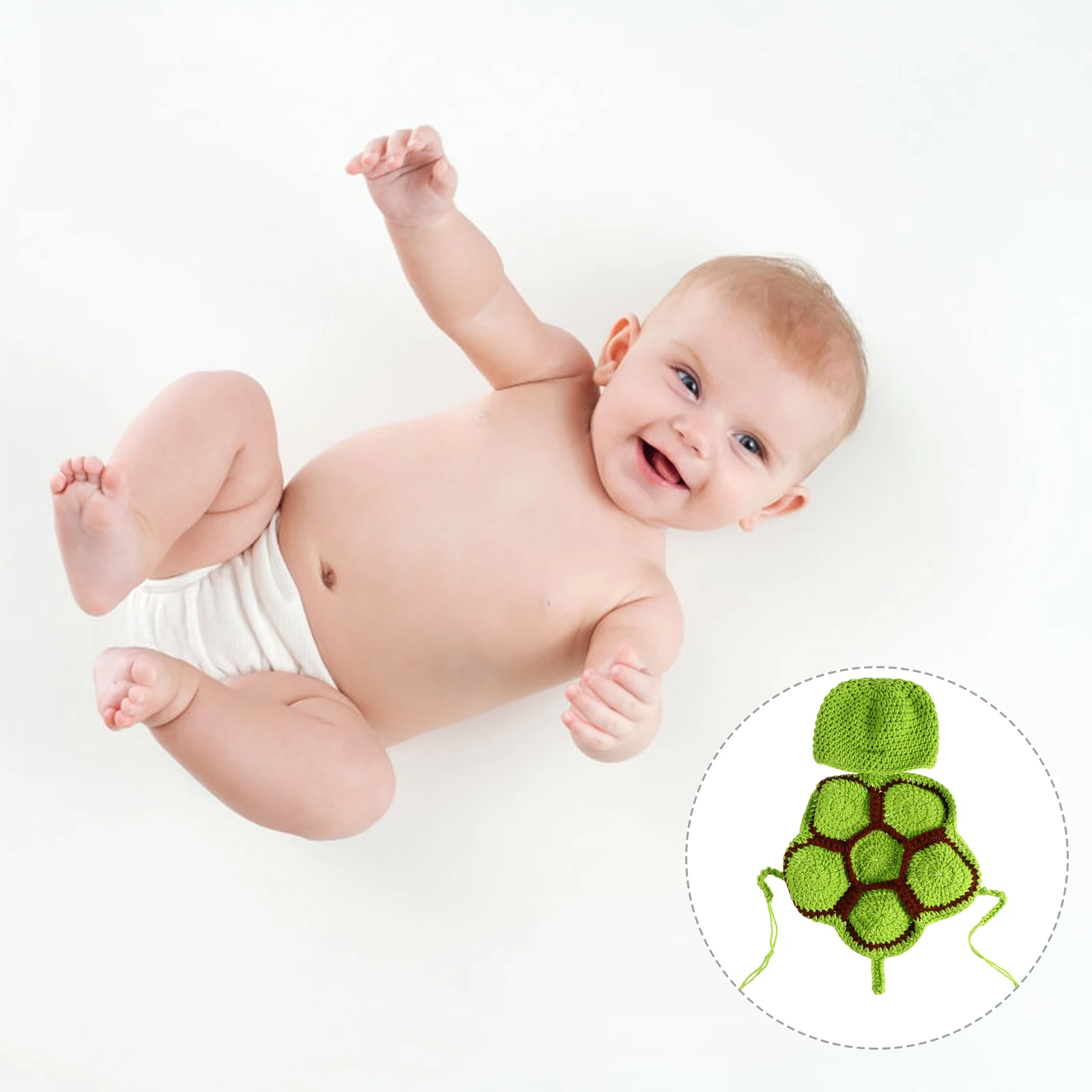 

Cute Newborn Clothes Baby Photo Props 2 Pcs Newborn Photo Costumes Set Hat Green Breathable Costumes