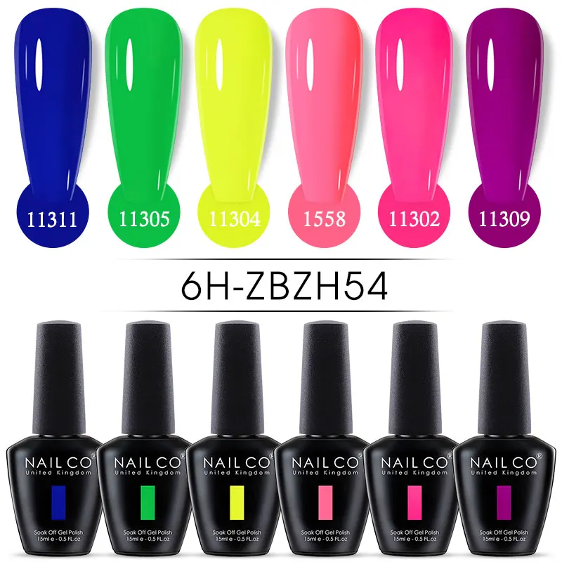 ชุดยาทาเล็บ NAILCO 6 สี ซีรีส์สีเขียวกลิตเตอร์ เจลกึ่งถาวร แบบไฮบริด ชุดทำเล็บแบบแช่ล้างออกได้ ใช้กับหลอดไฟยูวีและแอลอีดี สำหรับตกแต่งเล็บ พร้อมเบสโค้ทและท็อปโค้ท