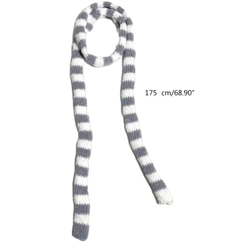 Stripe Scarf for Women Long Skinny Belt Necktie Neck Scarf Y2K Girls Photo Props Long Neckerchief Skinny Scarf Necktie