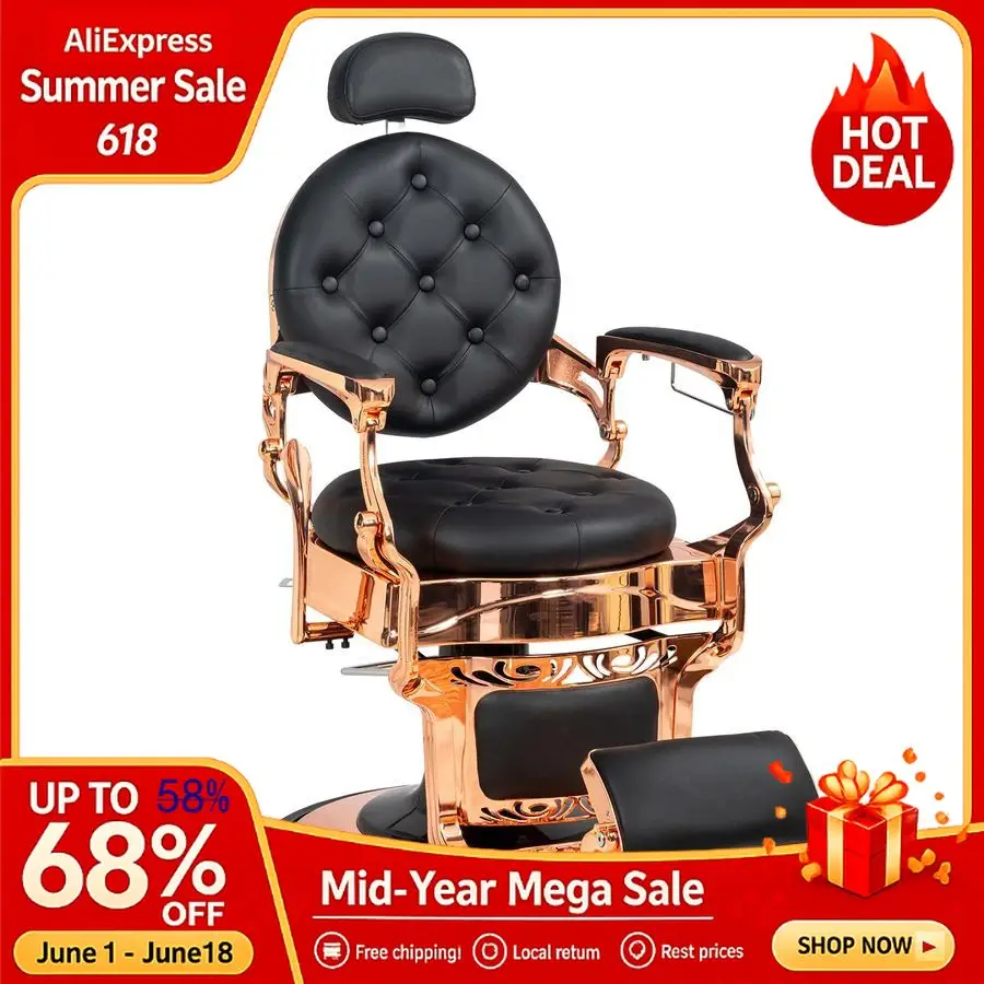 

Heavy Duty Vintage Recline Barber Chair Hydraulic Headrest,Supports up to 700lbs 360 Rotatable, Professional Salon Beauty,Custom