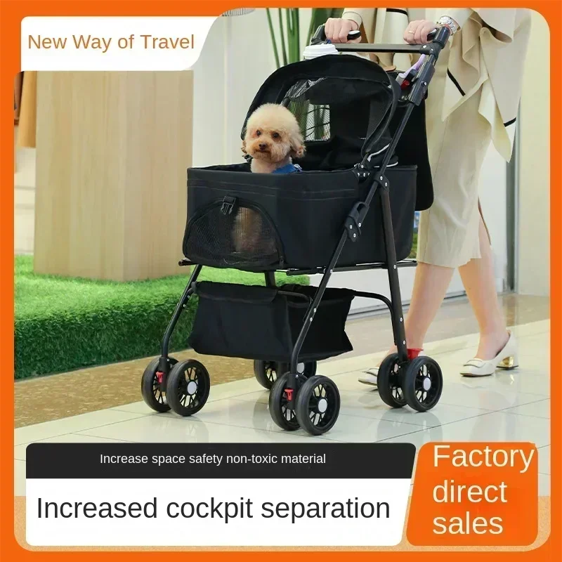 

Double Pet Stroller for Small Dogs or Cats Lightweight Foldable Double Dog Stroller with Detachable Carrier for Travel Camping