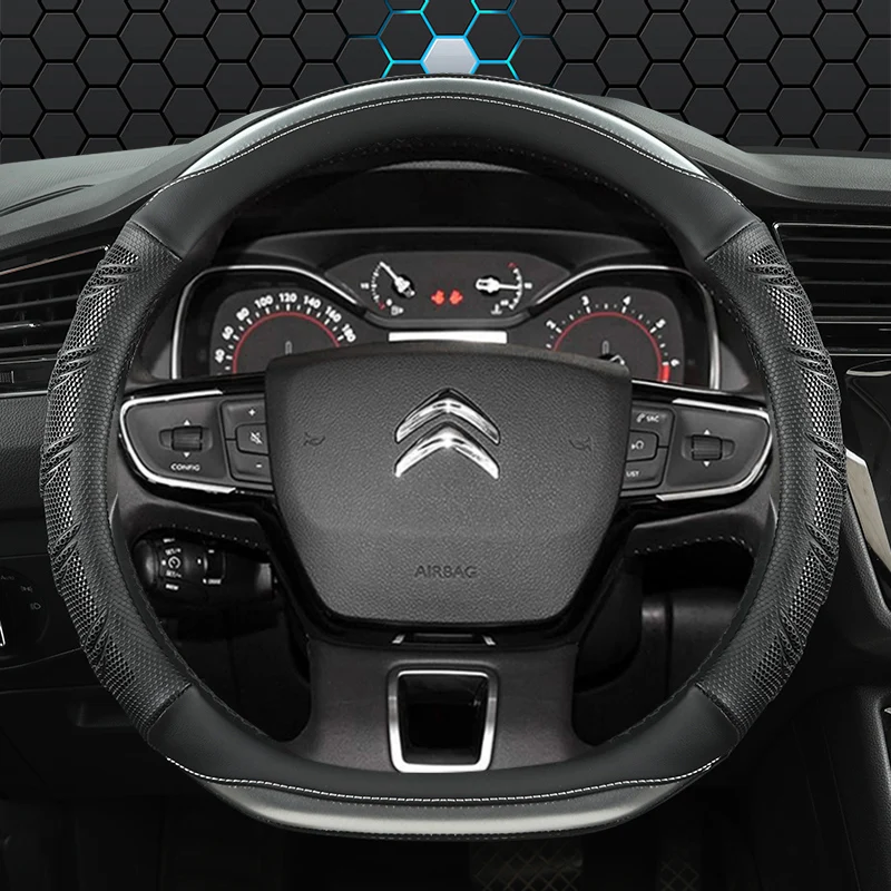 D Type Steering Wheel Cover For Citroen C3 II III 2009 - 2019 2020 C3 AIRCROSS 2017 2018 2019 2020 2021 Berlingo 3 C4 Picasso 2 view 6
