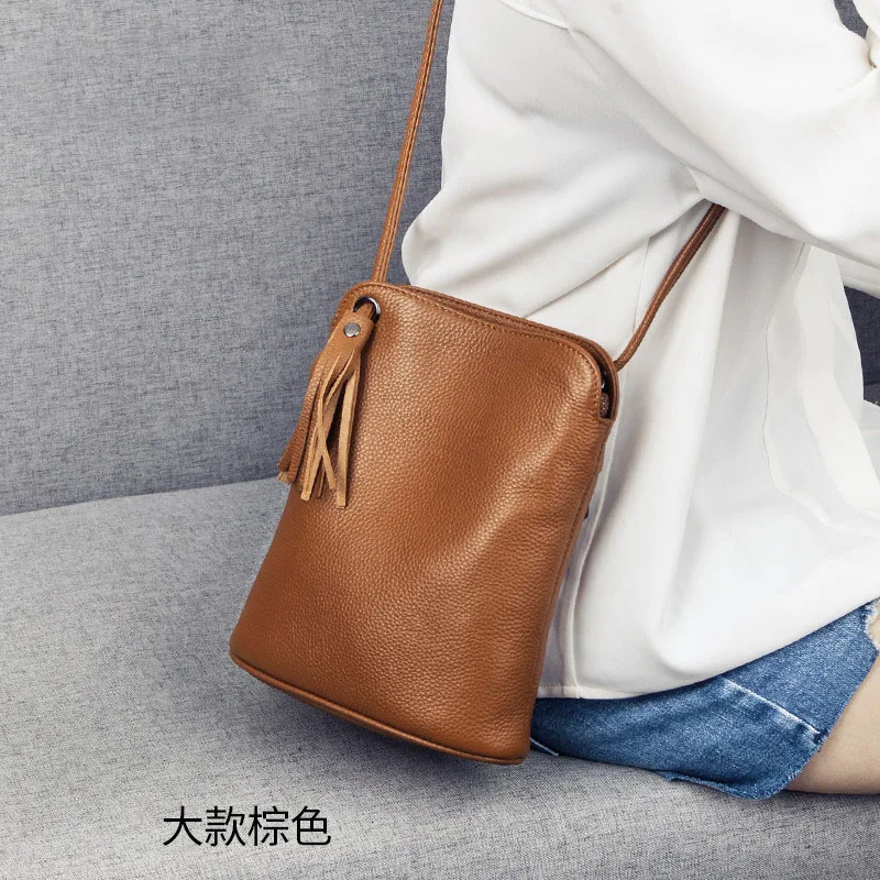 Genuine Leather Tassel Shoulder Bag Women Luxury Purse Ladies Small Crossbody Bags Fashion Money Wallets Female Messenger Bag