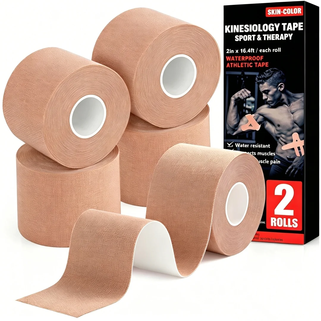 Waterproof sports tape, uncut kinetic tape, muscle tape, sports tape, knee tape, used for exercise and daily use - skin tone