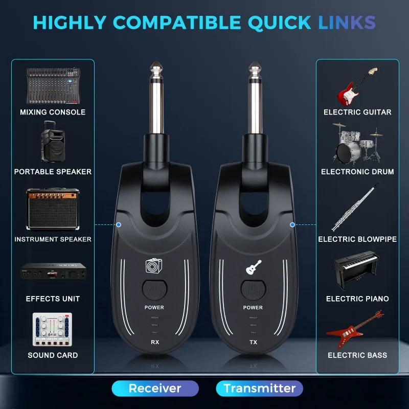 

ABLB-музыкальный инструмент приемопередатчик перезаряжаемый UHF беспроводной гитарный системный передатчик приемник 50 м для электрической бас-гитары
