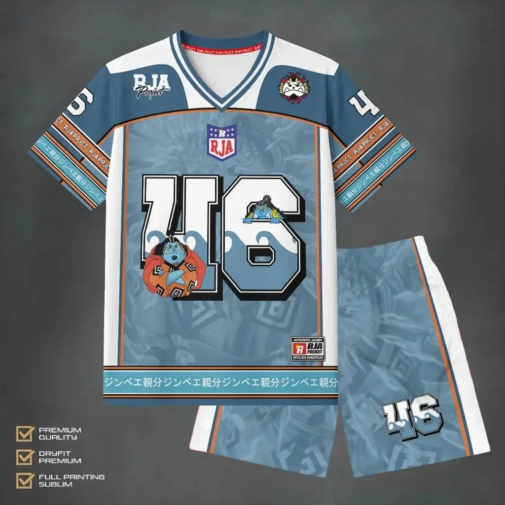 

2026 New Japanese Anime Bandai Dragon Ball One Piece Short-sleeved T-shirt Set for Men's Jersey Sports Children