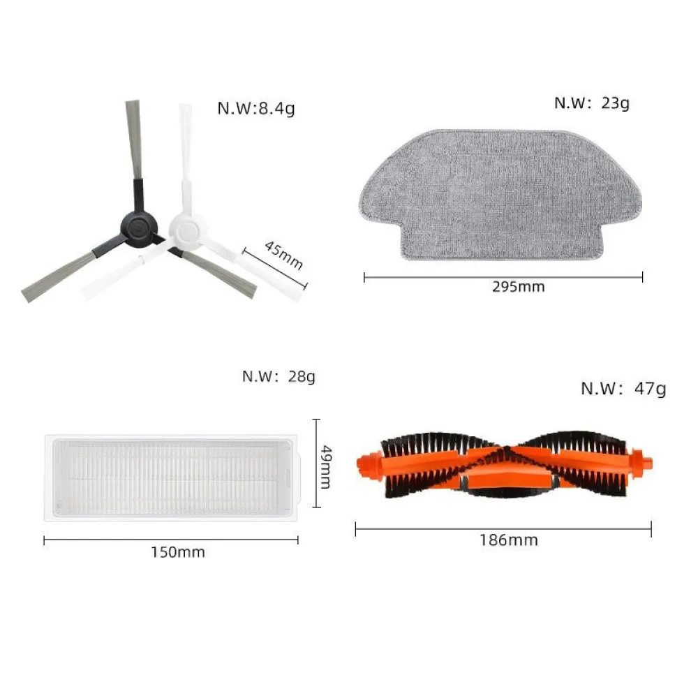 Vacuum Cleaner Spare Parts For Mijia S10 B106GL STYTJ02YM Roller Brush Side Filter Cloth Replacement Maintenance Kit