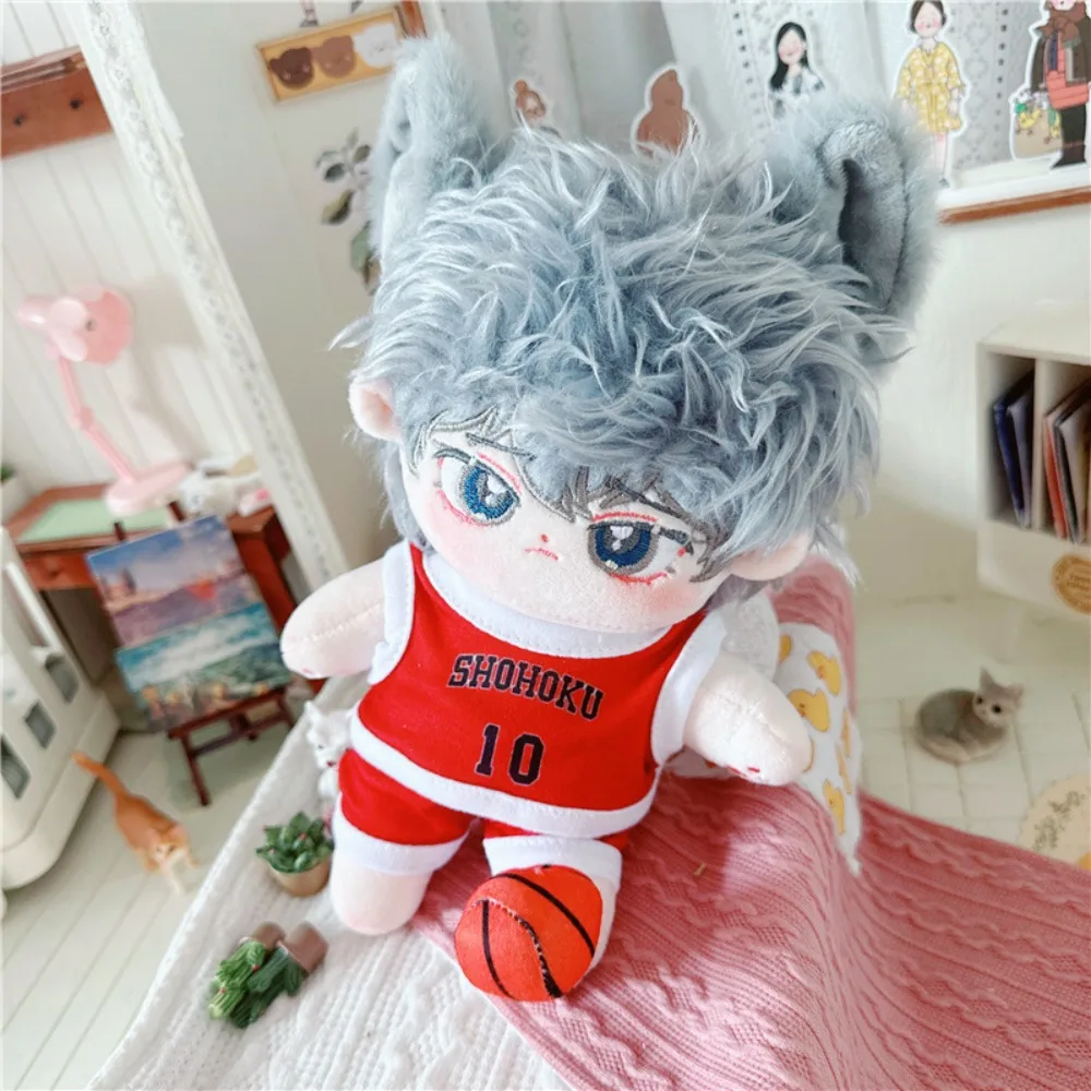 Three-piece Set Doll Basketball Uniform Outfit T-Shirt 20cm Cotton Doll Clothes Red Ball Plush Doll Sports Clothes