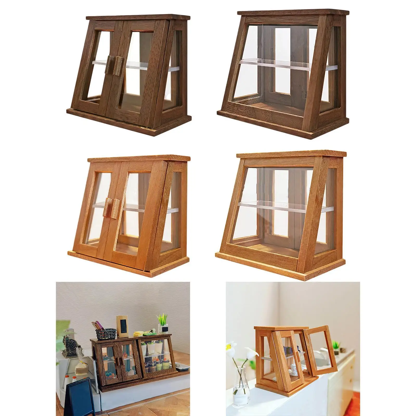 Poppenhuis Bakkerij Vitrinekast 1:12 Schaal Poppenhuis Accessoires Poppenhuis Taart Brood Stand Mini Bakkerij Case Decor Toebehoren