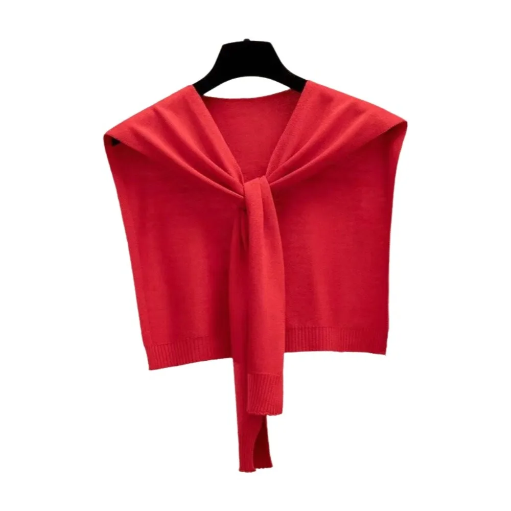 

Outerwear Lightweight Knitted Shawl Striped Thin Warm Shoulder Wrap Soft Solid Color Shoulder Protection Scarf Office Wear