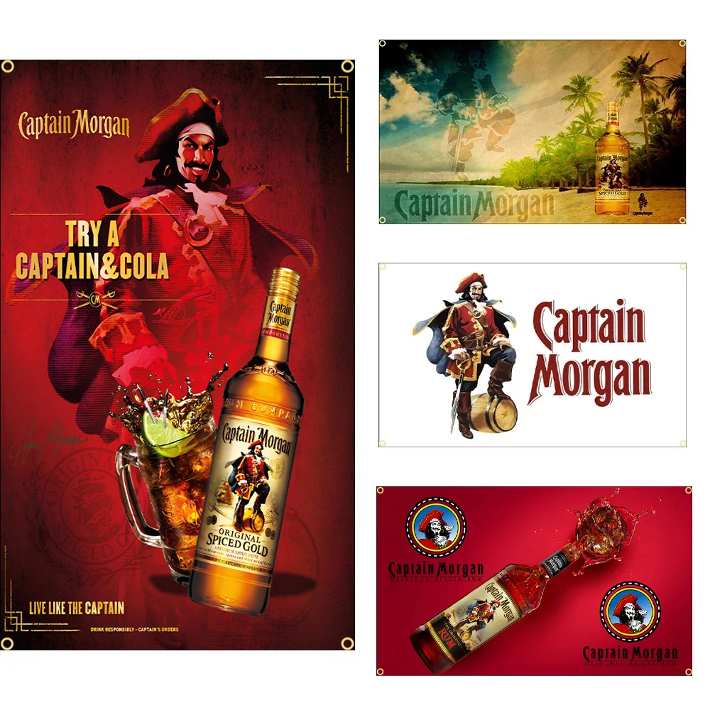 90x150cm Captain Morgan Rum Flag Printed Rum Banner For Decor