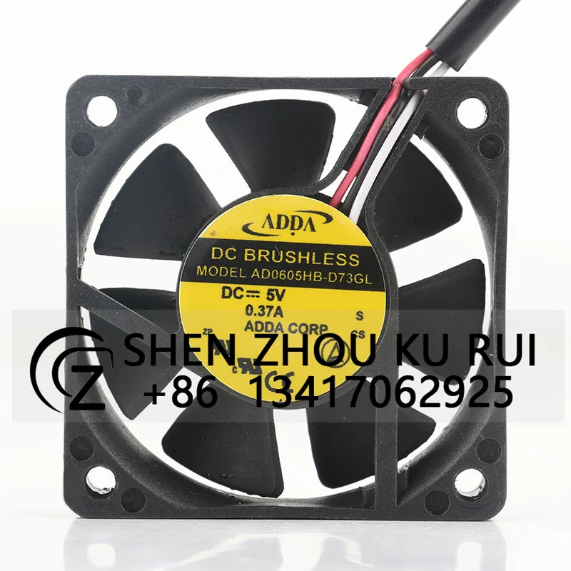 Original ADDA AD0605HB-D73GL/D71GL 6015 DC5V 0.37A 6CM switch cooling fan 60*60*15MM