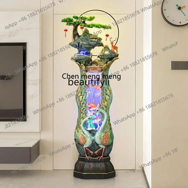 

s1001 Peacock flowing water ornaments living room floor-standing rockery water fountain circulating water for wealth decoration