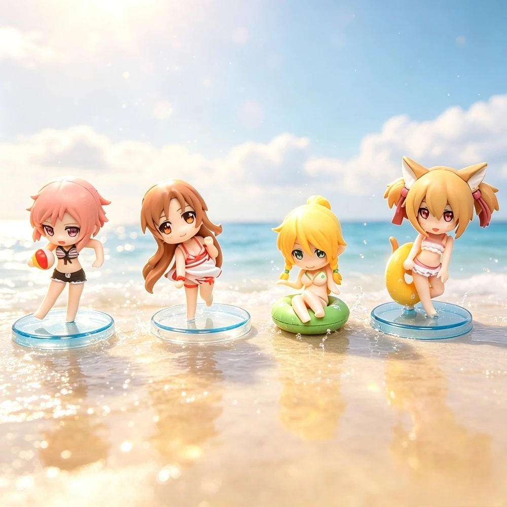 5-7cm Anime Sword Art Online Figure Lisbeth/Asuna/Leafa/Silica Action Figures PVC Desktop Ornamen Model Collection Toys Gifts