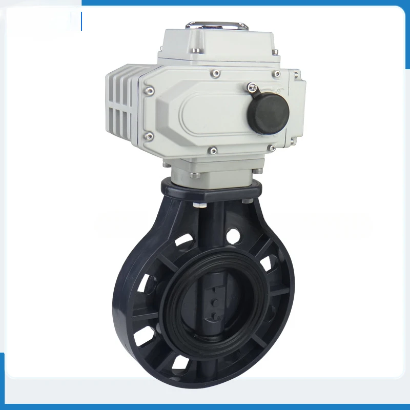 

UPVC electric butterfly valve PVC butterfly valve acid and alkali chemical electric valve D971X-16S