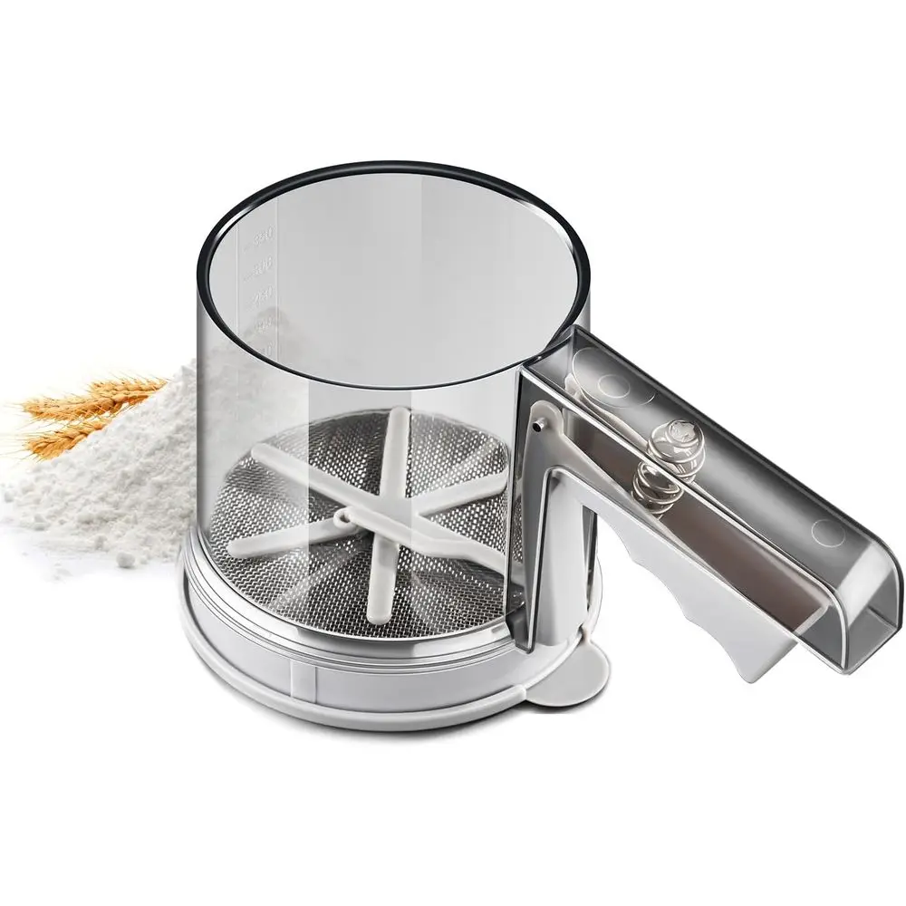 High-Quality Double-Filter Stainless Steel Flour Sifter for Baking and Sieving Powders